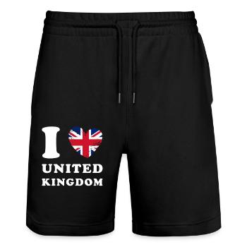 England I love United Kingdom - Stanley/Stella Unisex Bio Joggingshorts Trainer  - Schwarz - Vorne - Nik (191cm) & Marisol (170cm)