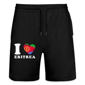 I love Eritrea - Stanley/Stella Trainer Unisex Organic Jogging Shorts - black - Front - Nik (191cm) & Marisol (170cm)