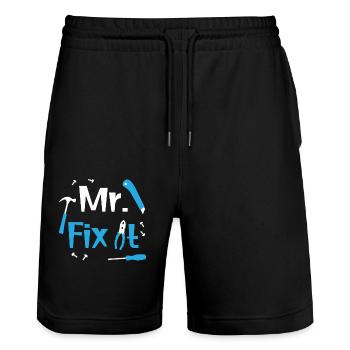 Mr. Fix It Carpenter Handyman Plumber Dad Day - Stanley/Stella Unisex Bio Joggingshorts Trainer  - Schwarz - Vorne - Nik (191cm) & Marisol (170cm)