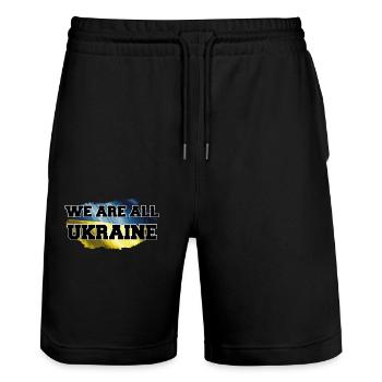 Ukraine We are all Ukraine - Stanley/Stella Unisex Bio Joggingshorts Trainer  - Schwarz - Vorne - Nik (191cm) & Marisol (170cm)