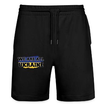Ukraine We are all Ukraine - Stanley/Stella Unisex Bio Joggingshorts Trainer  - Schwarz - Vorne - Nik (191cm) & Marisol (170cm)