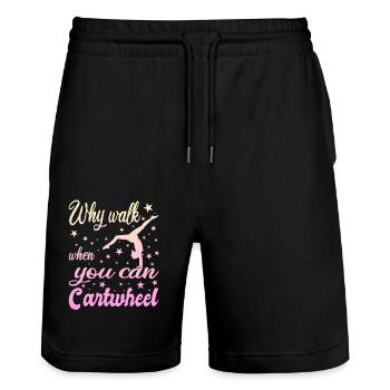 Why walk when you can Cartwheel - Stanley/Stella Trainer Unisex Organic Jogging Shorts - black - Front - Nik (191cm) & Marisol (170cm)