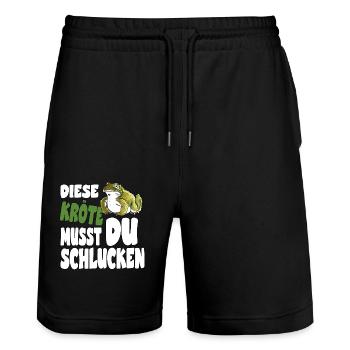 Diese Kröte musst du schlucken für eine Kröten - Stanley/Stella Unisex Bio Joggingshorts Trainer  - Schwarz - Vorne - Nik (191cm) & Marisol (170cm)