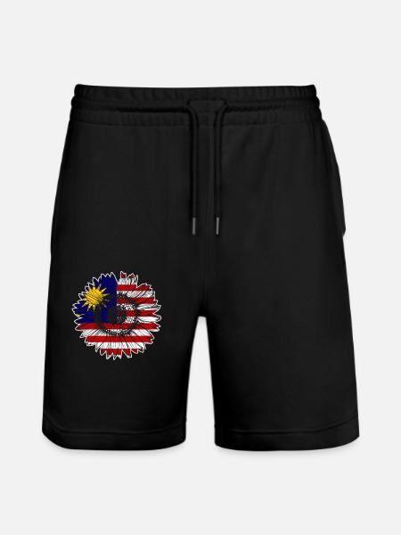 Malaysia Flag Sunflower - Stanley/Stella Trainer Unisex Organic Jogging Shorts - black