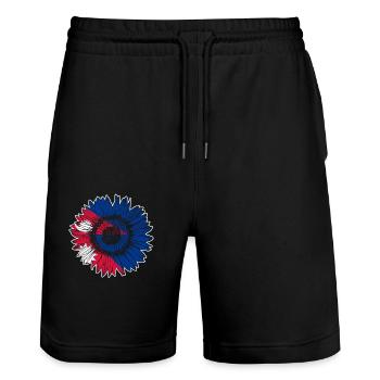 Drapeau du Népal Tournesol - Short de jogging bio TRAINER Stanley/Stella unisexe - noir - Devant - Nik (191cm) & Marisol (170cm)