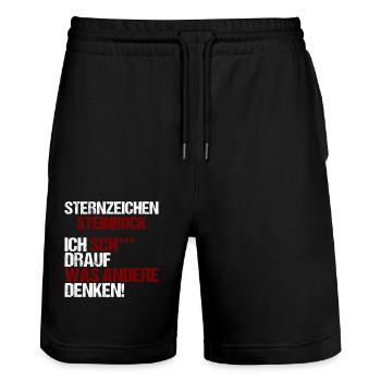 Sternzeichen Steinbock - Stanley/Stella Unisex Bio Joggingshorts Trainer  - Schwarz - Vorne - Nik (191cm) & Marisol (170cm)