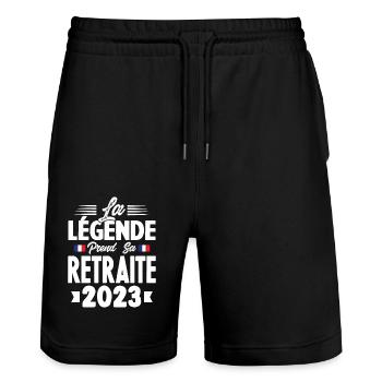 La Légende Prend Sa Retraite 2023 - Short de jogging bio TRAINER Stanley/Stella unisexe - noir - Devant - Nik (191cm) & Marisol (170cm)