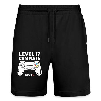 Level 17 Full - Stanley/Stella Trainer Unisex Organic Jogging Shorts - black - Front - Nik (191cm) & Marisol (170cm)