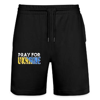 Ukraine - Short de jogging bio TRAINER Stanley/Stella unisexe - noir - Devant - Nik (191cm) & Marisol (170cm)