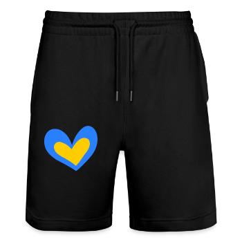 Ukraine Cœur - Short de jogging bio TRAINER Stanley/Stella unisexe - noir - Devant - Nik (191cm) & Marisol (170cm)
