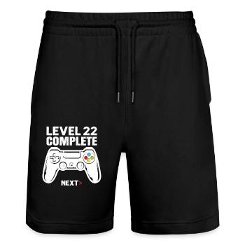 Level 22 Full - Stanley/Stella Trainer Unisex Organic Jogging Shorts - black - Front - Nik (191cm) & Marisol (170cm)