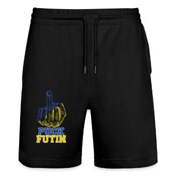 Puck Futin - Stanley/Stella Unisex Bio Joggingshorts Trainer  - Schwarz - Vorne - Nik (191cm) & Marisol (170cm)