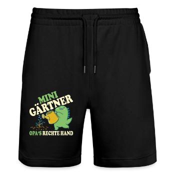 Opa kind Gärtner - Stanley/Stella Unisex Bio Joggingshorts Trainer  - Schwarz - Vorne - Nik (191cm) & Marisol (170cm)