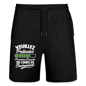 Veuillez patienter Prochaine connerie en cours - Short de jogging bio TRAINER Stanley/Stella unisexe - noir - Devant - Nik (191cm) & Marisol (170cm)