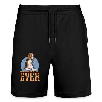 Beagle Grandpa Owner Dog Owner Gift - Stanley/Stella Trainer Unisex Organic Jogging Shorts - black - Front - Nik (191cm) & Marisol (170cm)