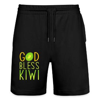 Kiwi Liebe Spruch - Stanley/Stella Unisex Bio Joggingshorts Trainer  - Schwarz - Vorne - Nik (191cm) & Marisol (170cm)