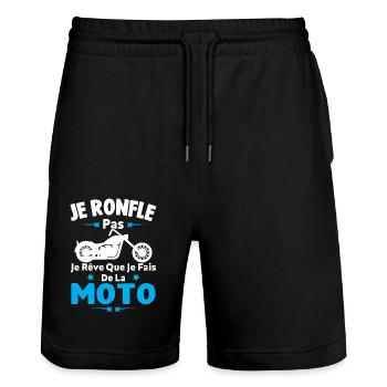 Je Ronfle Pas Je Rêve Que Je Fais De La Moto - Short de jogging bio TRAINER Stanley/Stella unisexe - noir - Devant - Nik (191cm) & Marisol (170cm)