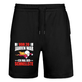 20 Jahre war ich der schnellste 20. - Stanley/Stella Unisex Bio Joggingshorts Trainer  - Schwarz - Vorne - Nik (191cm) & Marisol (170cm)