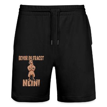 Bevor Du Fragst NEIN Pferd - Stanley/Stella Unisex Bio Joggingshorts Trainer  - Schwarz - Vorne - Nik (191cm) & Marisol (170cm)