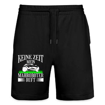 Keine Zeit Mein Mähroboter Ruft Rasenmäher Gärtner - Stanley/Stella Unisex Bio Joggingshorts Trainer  - Schwarz - Vorne - Nik (191cm) & Marisol (170cm)