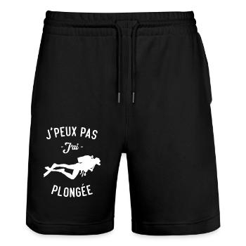 Je Peux Pas J'ai Plongée Humour Cadeau - Short de jogging bio TRAINER Stanley/Stella unisexe - noir - Devant - Nik (191cm) & Marisol (170cm)
