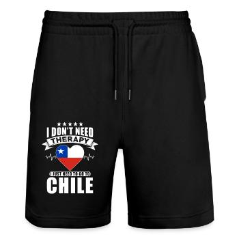 Chili Je n’ai pas besoin de thérapie - Short de jogging bio TRAINER Stanley/Stella unisexe - noir - Devant - Nik (191cm) & Marisol (170cm)