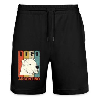 Dogo Argentino Great Dane Gift - Stanley/Stella Trainer Unisex Organic Jogging Shorts - black - Front - Nik (191cm) & Marisol (170cm)