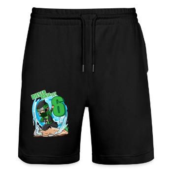 6 Jahre Junge Ninja - 6 Geburtstag - Ich bin 6 - Stanley/Stella Unisex Bio Joggingshorts Trainer  - Schwarz - Vorne - Nik (191cm) & Marisol (170cm)