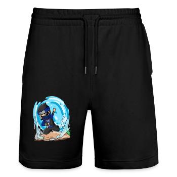 Ninja motif for children - Stanley/Stella Trainer Unisex Organic Jogging Shorts - black - Front - Nik (191cm) & Marisol (170cm)