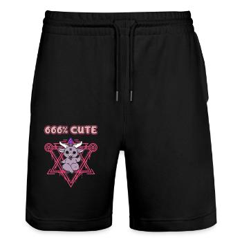 666% Cute kawaii Satanic Goth - Stanley/Stella Unisex Bio Joggingshorts Trainer  - Schwarz - Vorne - Nik (191cm) & Marisol (170cm)