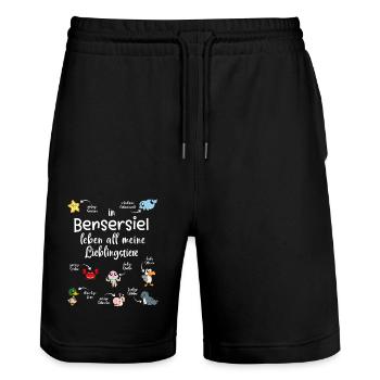 Meine Lieblingstiere in Bensersiel - Stanley/Stella Unisex Bio Joggingshorts Trainer  - Schwarz - Vorne - Nik (191cm) & Marisol (170cm)