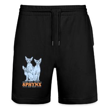 Sphynx Dad Katzenpapa Katzenbesitzer Geschenk - Stanley/Stella Unisex Bio Joggingshorts Trainer  - Schwarz - Vorne - Nik (191cm) & Marisol (170cm)
