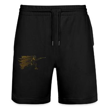 Fechten - Stanley/Stella Unisex Bio Joggingshorts Trainer  - Schwarz - Vorne - Nik (191cm) & Marisol (170cm)