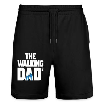 The Walking Dad 2 Saunter Papa Fils Fête des Pères - Short de jogging bio TRAINER Stanley/Stella unisexe - noir - Devant - Nik (191cm) & Marisol (170cm)