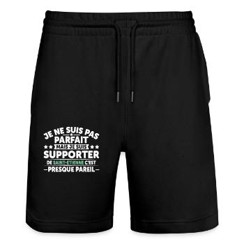 Supporter De Saint Étienne - Short de jogging bio TRAINER Stanley/Stella unisexe - noir - Devant - Nik (191cm) & Marisol (170cm)