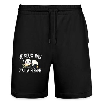 Je Peux Pas J'ai La Flemme - Short de jogging bio TRAINER Stanley/Stella unisexe - noir - Devant - Nik (191cm) & Marisol (170cm)