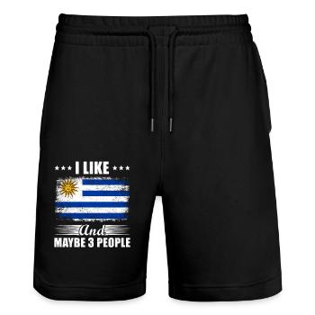 Uruguay - Stanley/Stella Unisex Bio Joggingshorts Trainer  - Schwarz - Vorne - Nik (191cm) & Marisol (170cm)