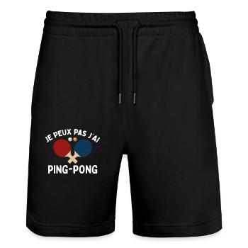 Je Peux Pas J'ai Ping Pong - Short de jogging bio TRAINER Stanley/Stella unisexe - noir - Devant - Nik (191cm) & Marisol (170cm)