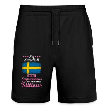 Swede Gift drôle en disant Suède - Short de jogging bio TRAINER Stanley/Stella unisexe - noir - Devant - Nik (191cm) & Marisol (170cm)