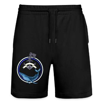 Meeressäuger Fisch Wal Fische Anker maritim - Stanley/Stella Unisex Bio Joggingshorts Trainer  - Schwarz - Vorne - Nik (191cm) & Marisol (170cm)