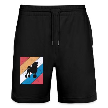 Poodle dog lover Retro vintage Gift idea - Stanley/Stella Unisex Bio Joggingshorts Trainer  - Schwarz - Vorne - Nik (191cm) & Marisol (170cm)