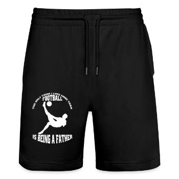 Fußball Vater Fußballtrainer Fußballspieler Papa - Stanley/Stella Unisex Bio Joggingshorts Trainer  - Schwarz - Vorne - Nik (191cm) & Marisol (170cm)