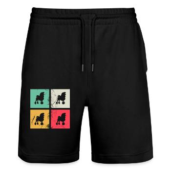 Amoureux des chiens caniche Idée cadeau vintage rétro - Short de jogging bio TRAINER Stanley/Stella unisexe - noir - Devant - Nik (191cm) & Marisol (170cm)