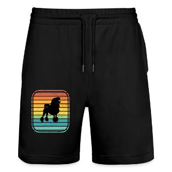 Poodle dog lover Retro vintage Gift idea - Stanley/Stella Unisex Bio Joggingshorts Trainer  - Schwarz - Vorne - Nik (191cm) & Marisol (170cm)