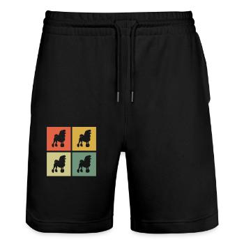 Poodle dog lover Retro vintage Gift idea - Stanley/Stella Unisex Bio Joggingshorts Trainer  - Schwarz - Vorne - Nik (191cm) & Marisol (170cm)
