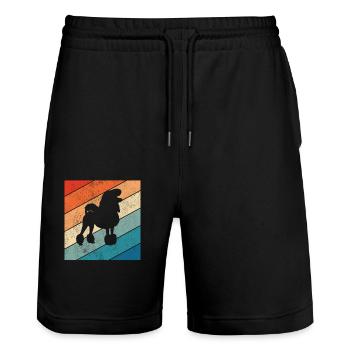 Poodle dog lover Retro vintage Gift idea - Stanley/Stella Unisex Bio Joggingshorts Trainer  - Schwarz - Vorne - Nik (191cm) & Marisol (170cm)