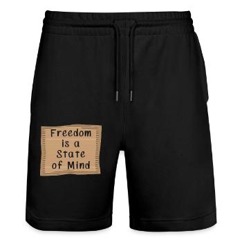 Freedom is a State of Mind - Stanley/Stella Unisex Bio Joggingshorts Trainer  - Schwarz - Vorne - Nik (191cm) & Marisol (170cm)