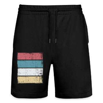 Retro Background Sunset Grunge - Stanley/Stella Trainer Unisex Organic Jogging Shorts - black - Front - Nik (191cm) & Marisol (170cm)