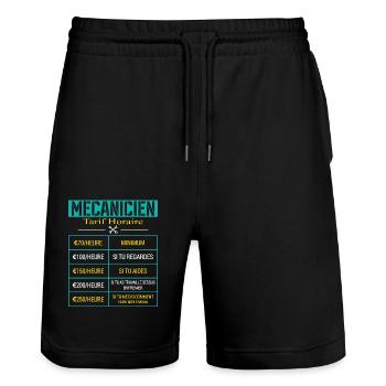 Tarif Horaire D'un Mécanicien Cadeau Humour - Short de jogging bio TRAINER Stanley/Stella unisexe - noir - Devant - Nik (191cm) & Marisol (170cm)