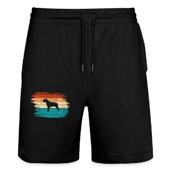 Amoureux des chiens Rottweiler Idée cadeau vintage rétro - Short de jogging bio TRAINER Stanley/Stella unisexe - noir - Devant - Nik (191cm) & Marisol (170cm)